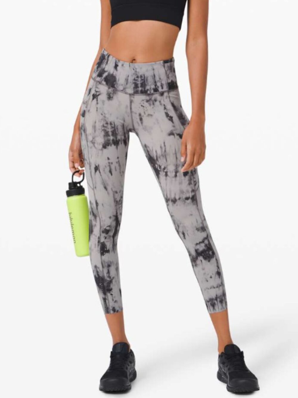 Lululemon Fast and Free Tight II 25" Game Day Dark Chrome Black Multi Size 4